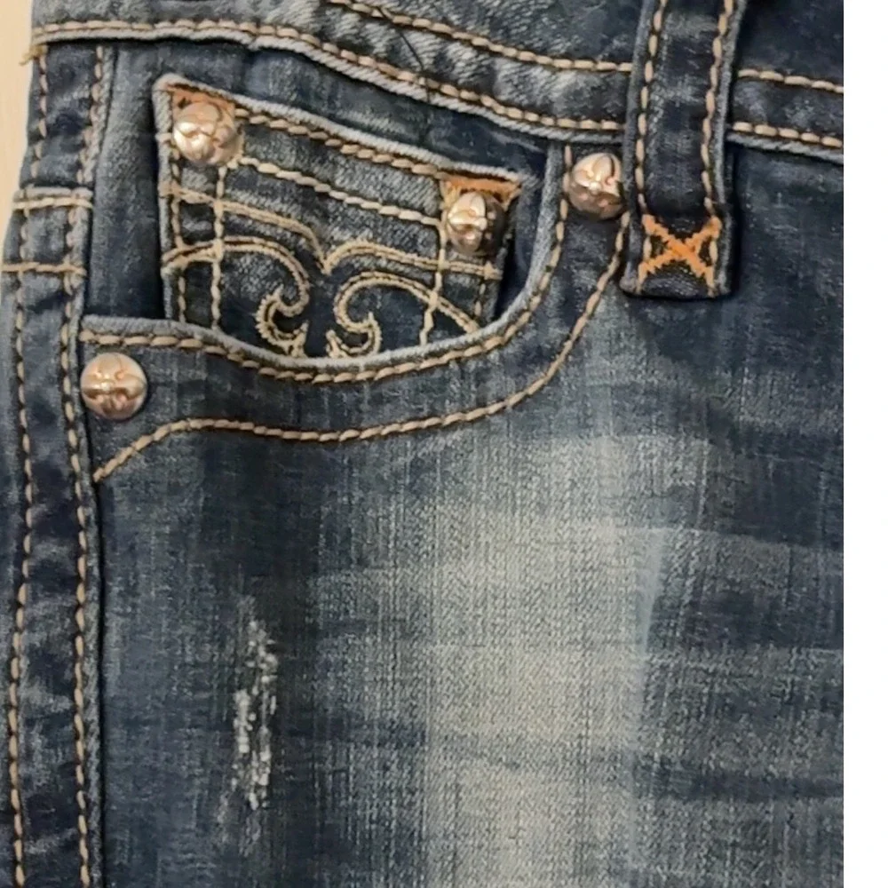 Rock Revival Jen Straight Leg Embellished Denim Jeans RJ8156T49 size 28 Men NOTE